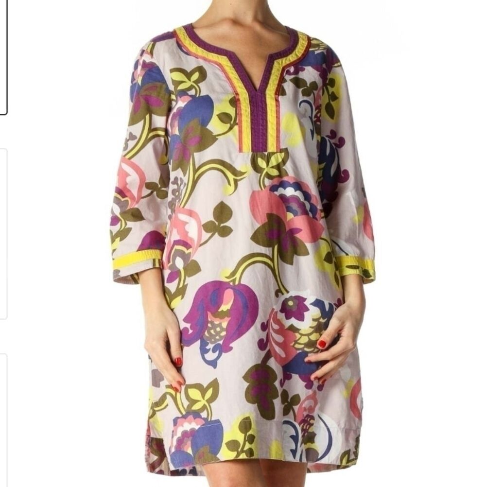 Boden floral print 100% cotton tunic dress size 6